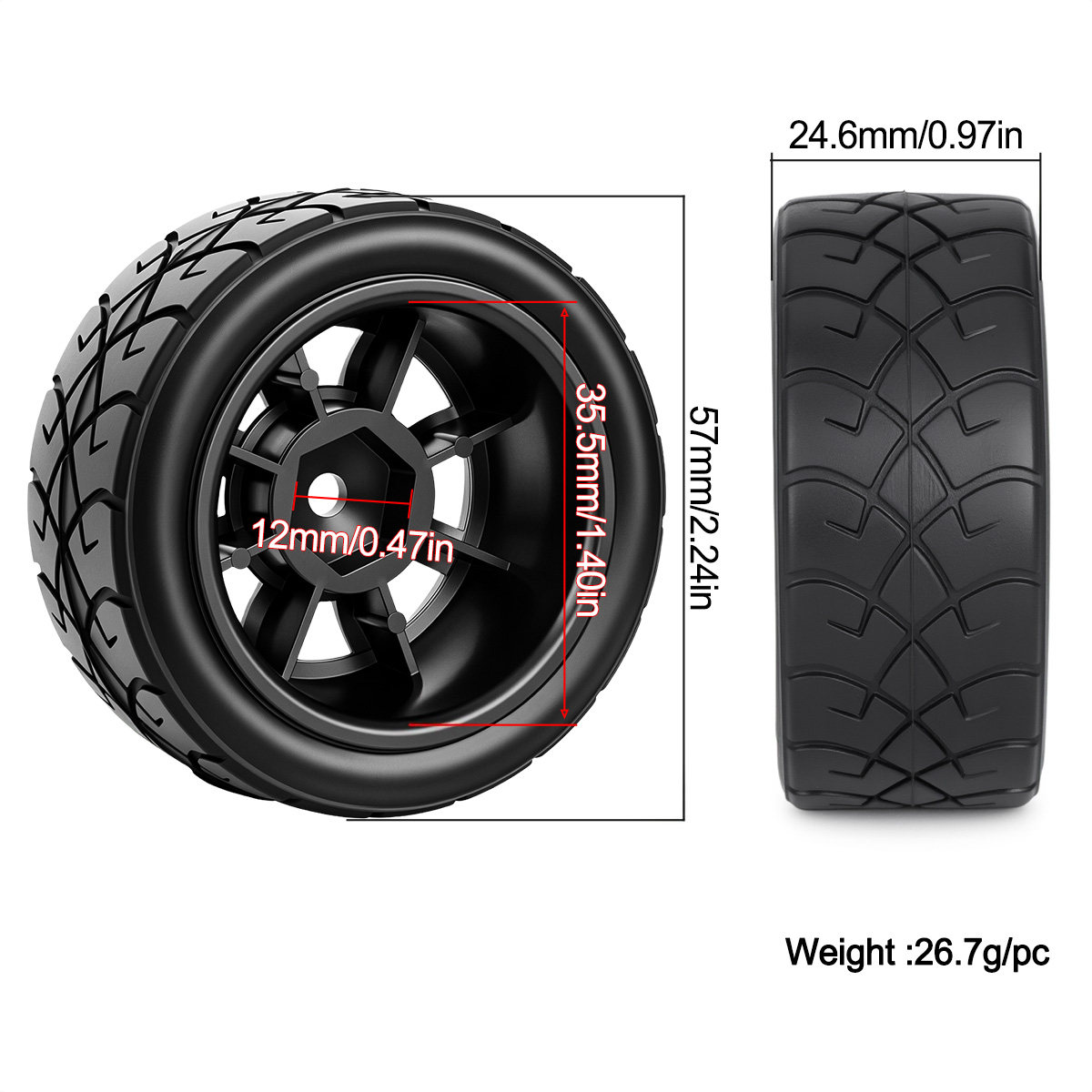 57MM Rubber Tire Plastic Wheel - Wheel Rim Rc ulasan dan harga