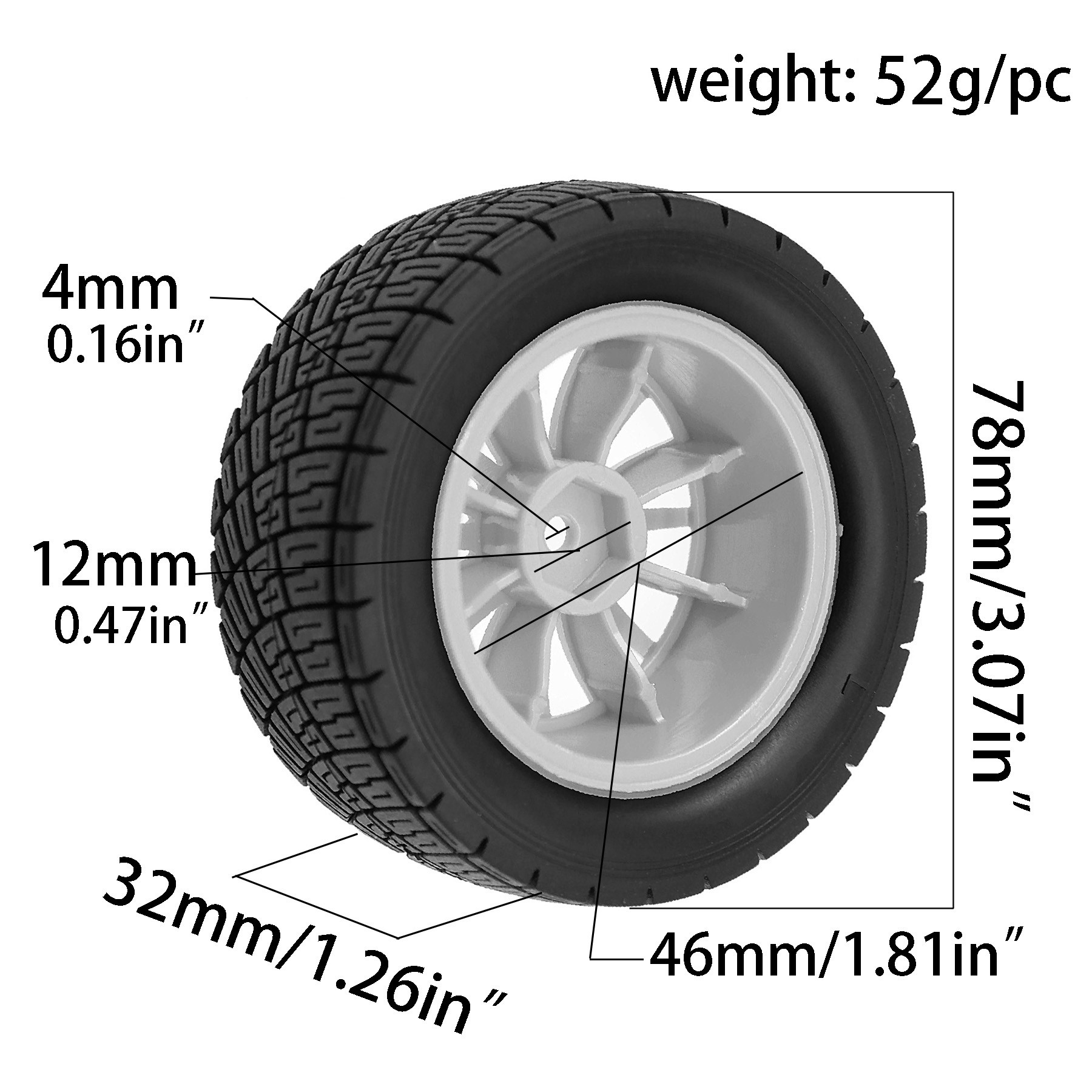 78mm 1/10 RC Rally Rubber Tire - Wheel Rim Rc ulasan dan harga