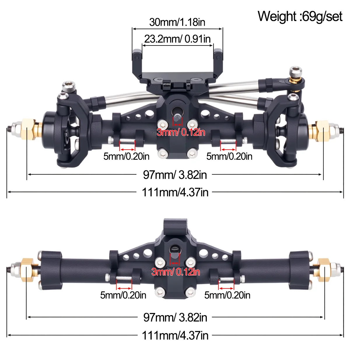 Plastic SCX24 Front Rear Axle  - Hobby Zone Rc ulasan dan harga